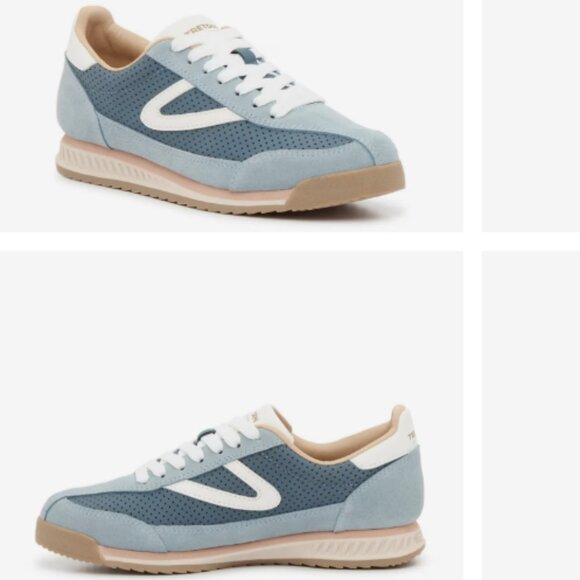 Tretorn Rawlins Retro Sneakers 8 Gray Navy White Suede Leather Casual Leisure - Picture 1 of 6